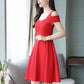 Fashion  Women's Dress Mid-length Plus Size Off-the-shoulder Dress Women's Slim A-line Pleated Dress  Summer
