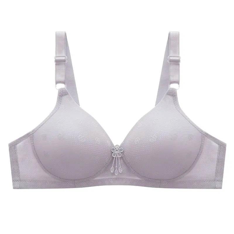 Large Size Jacquard Thin Bra No Steel Rings Gathering Comfortable Receiving Side Breast Breathable Sexy Soft Ladies Bra