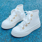Japanese Ribbon Small White Shoes Summer Student Trend High-top Canvas Shoes Women
