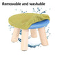 Linen Sponge Stool Pine Solid Wood Low Stool Children Chair Shoe Change Seat Round Bench for Family