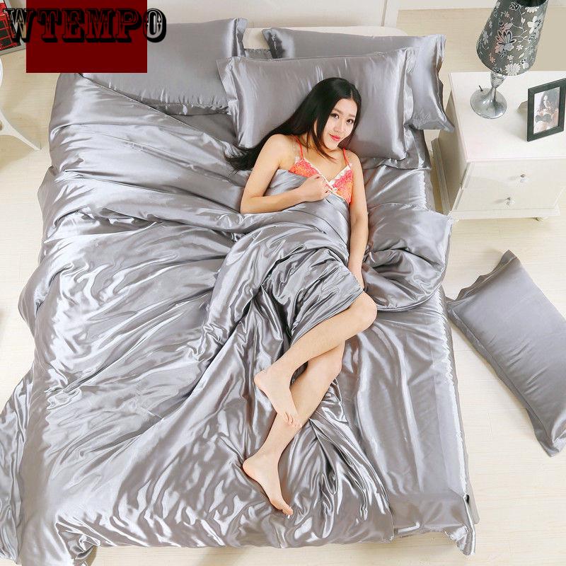 Satin Silk Fitted Sheet Elastic Solid Color Mattress Protector Bed Sheets Silk Solid Color