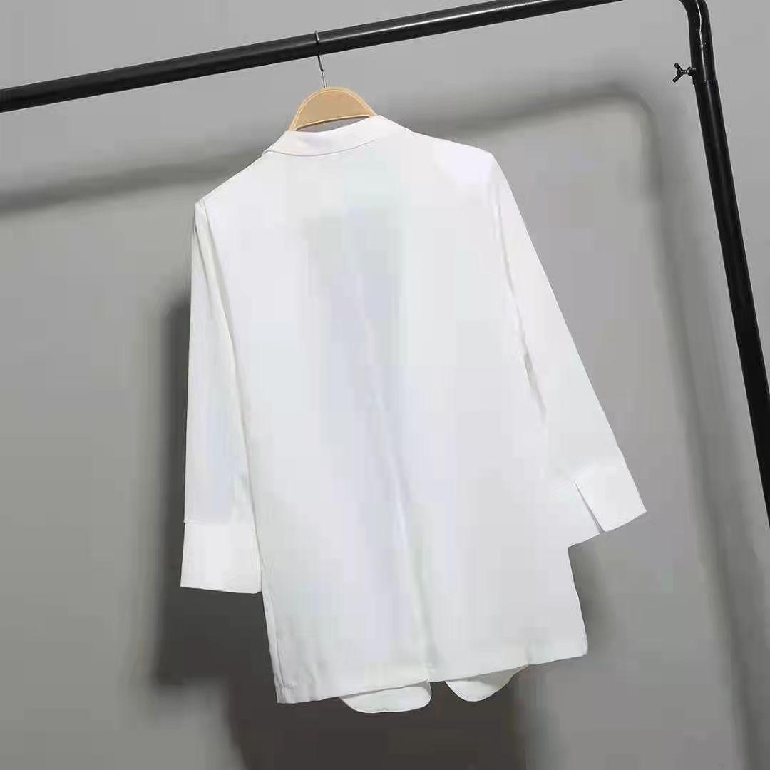 Women's Suit Jacket Thin Blazer Coat Loose Mid-length Summer Chiffon Sunscreen Shirt Three-quarter Sleeve Small Suit Air-conditioning Shirt