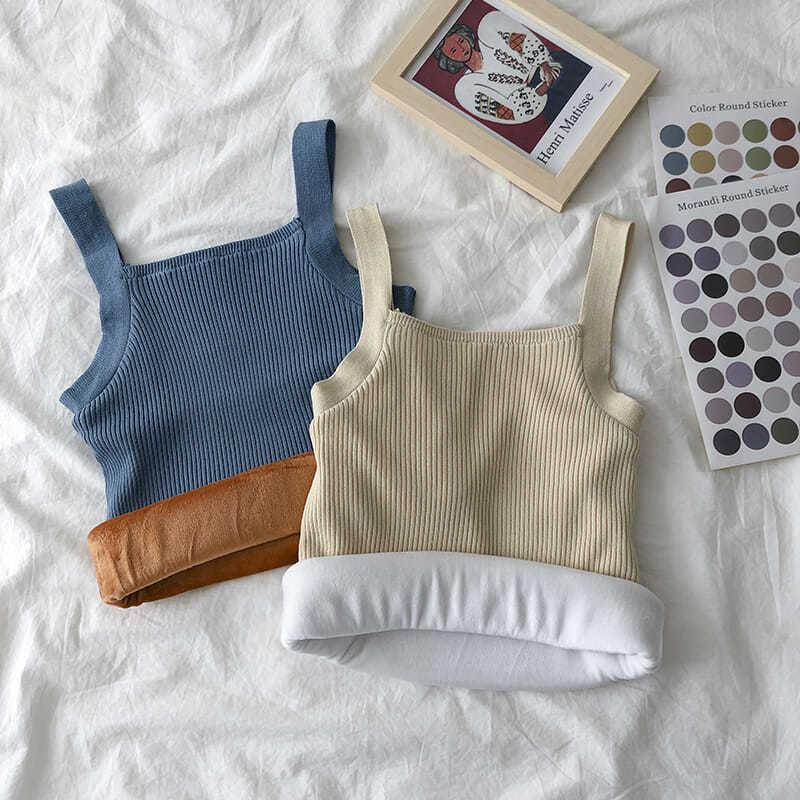 Thermal Tops Winter Underwear Women Thermal Velvet Women Vest Body Top Square Neck Sleeveless Solid Slim Warm Inner Wear