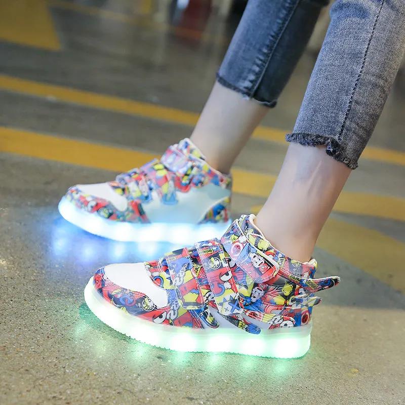 Children's Flash Shoes USB Charging and Cotton Luminous Children's Shoes Men's and Women's Luminous Fluorescent Shoes Baby Colorful Light Shoes