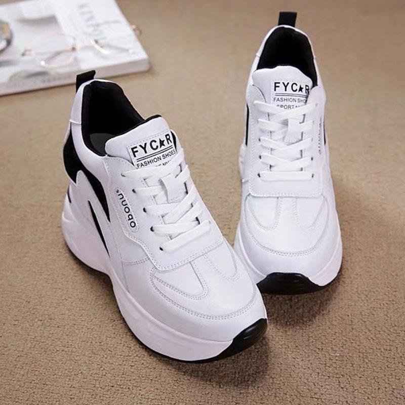 Inner Increase Sports Shoes Women's Spring and Autumn 2021 Fashion Thick-soled White Shoes Casual All-match Thin Daddy Shoes Net Shoes