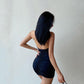 Sexy Big Backless Suspender Dress Thin Shoulder Slim Folds Solid Color Dress Temperament Short Skirt Female Summer