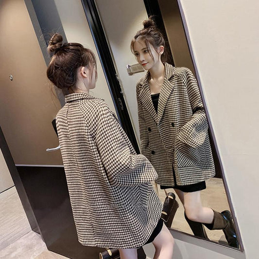 Fashion Autumn Women Plaid Blazers  Jackets Work Office Lady Suit Slim  Business Female Blazer Coat Talever