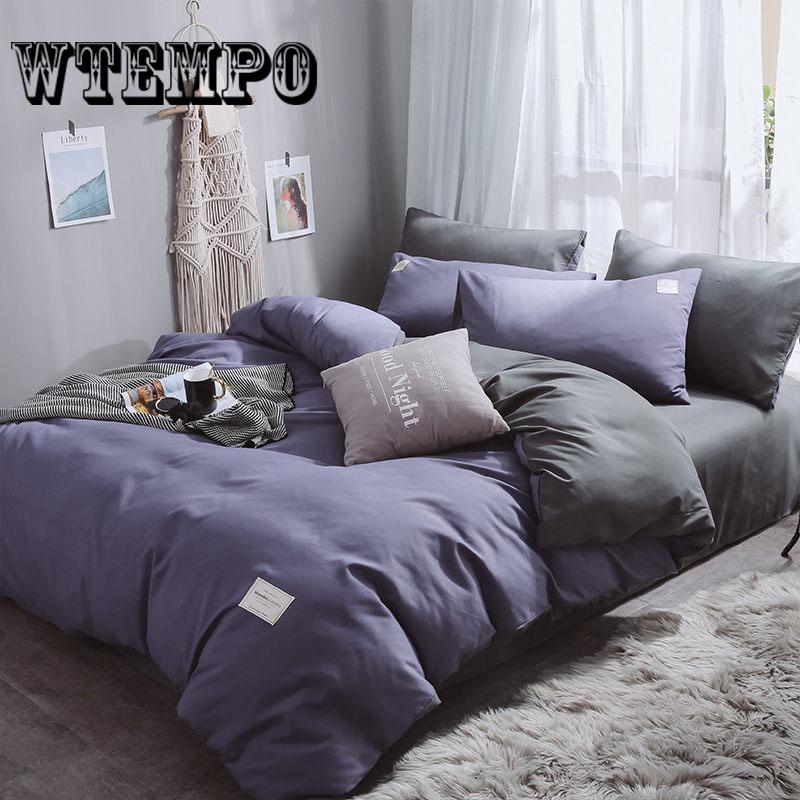 Solid Color Four-piece Can  Bedding Dormitory Quilt Cover Sheet Set of Four