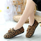Women's Autumn and Winter Soft Bottom Plus Velvet Fashion Leopard Print Shoes Non-slip Wear-resistant Outer Shoes Slip-on Shoes