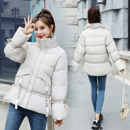 Winter Loose Waist Cotton Oversize Women's Tide Ins Hong Kong Style Short Wild Cotton Coat Beautiful Solid Color Ladies Down Coat