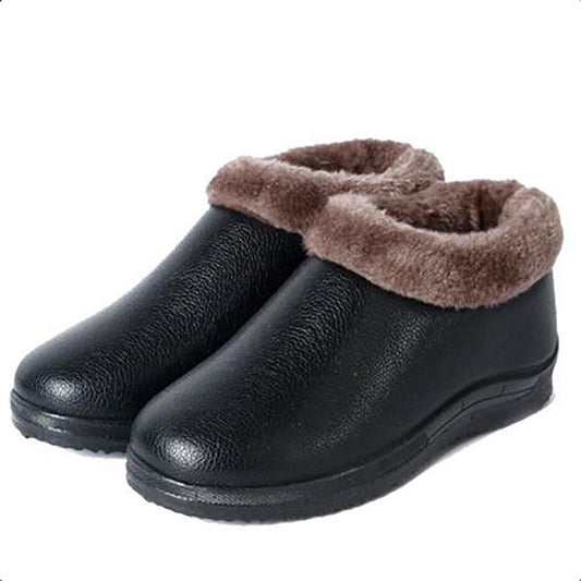Winter Leather Women's Cotton Shoes Plus Fleece Warm Cotton Shoes Casual Non-slip Mother Shoes