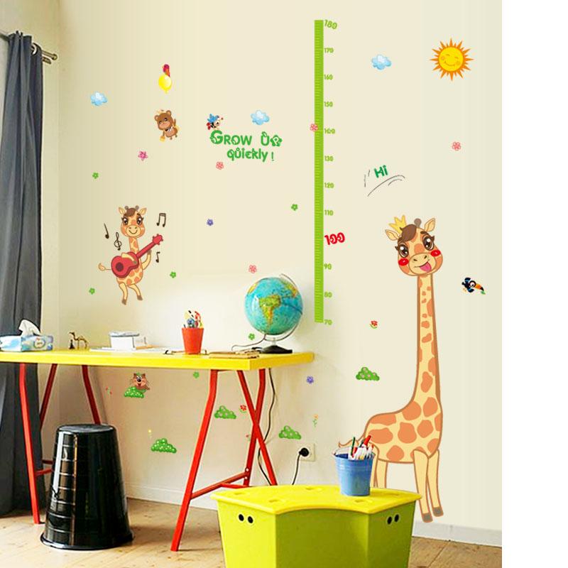 [Wall stickers] cartoon giraffe mother baby height measurement wall stickers for kids rooms bedroom