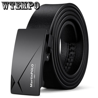 Father's Day Gift Men's Leather Belt Automatic Buckle with Smooth Casual Business Belt