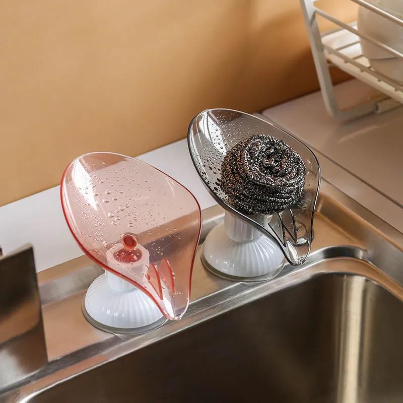 Leaf Shape Soap Box Drain Soap Holder Box Bathroom Shower Soap Holder Sponge Storage Plate Tray Bathroom Supplies Bathroom Gadge