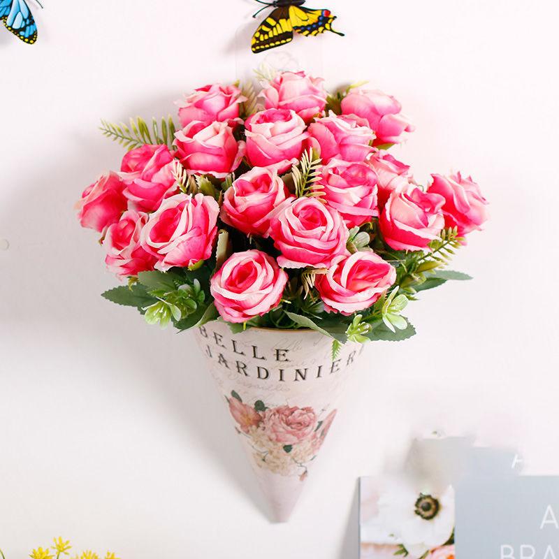 Artificial Flower Simulation Flower Wall Hanging Floral Decoration Rose Flower Living Room Hanging Wall Hanging Flower Basket Pastoral