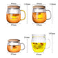 Creative Glass Tea Infuser Cup with Transparent Filter Handle Bamboo Lid Heat-resistant Flower Teacup Office Tea Mug Drinkware