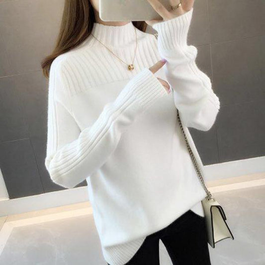 Wild Long sleeve high collar sweater Knitting Sweater Women's Autumn and winter Bottoming shirt