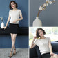 Ice Silk Sweater T-shirt Short-sleeved Women's Loose Summer Cool Set T-shirt Short Top Thin Ladies Hollow