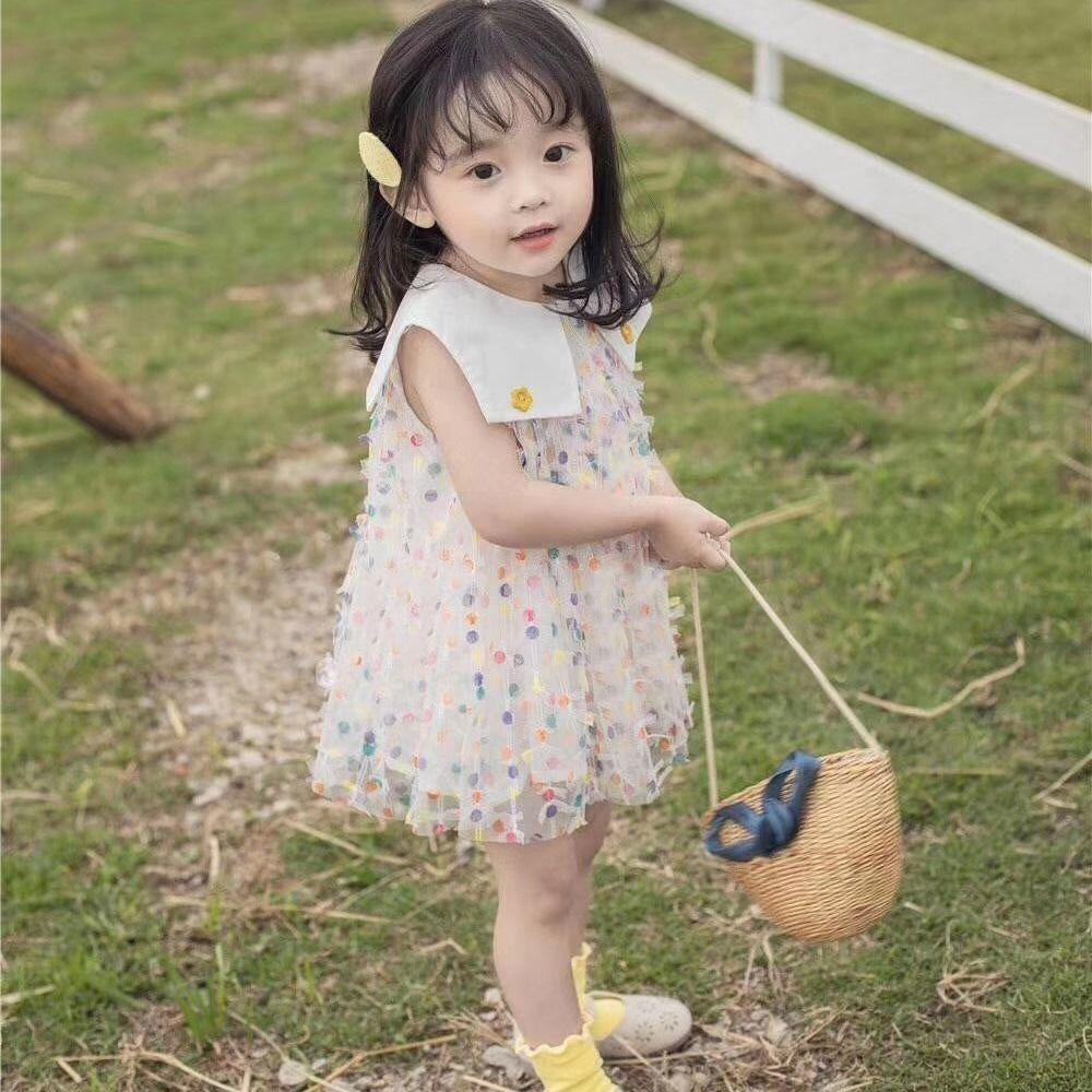 Girl's Sleeveless Princess Skirt Summer Little Girl Children's Dress Korean Style Pengpeng Yarn Baby Summer Dress Children's Dress