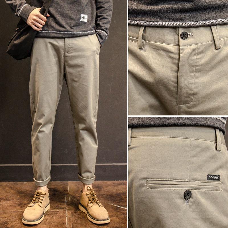 Spring and Autumn Straight Casual Pants Men's Loose Cotton Trousers Trend Solid Color All-match Trousers