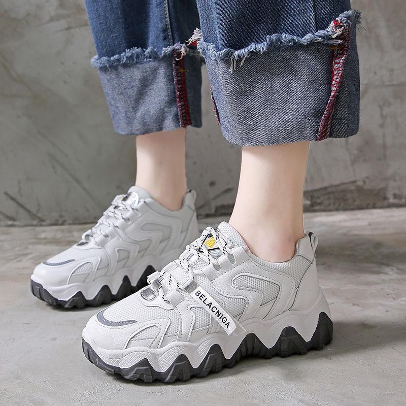 Women Casual Shoes Leather Mesh Platform Shoes Women Sneakers Ladies Dad Chunky Shoes Chaussure