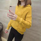 Sweater Women Winter V-Neck Solid Color Hooded Sweater Long Sleeve Pullover Knitted Sweater