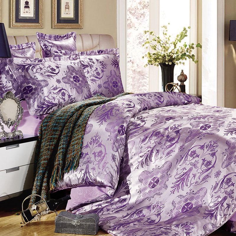 WTEMPO Home Bedding Set Jacquard Duvet Cover Set 4pcs Bed Linens Luxurious Bedclothes Queen Bed Sets