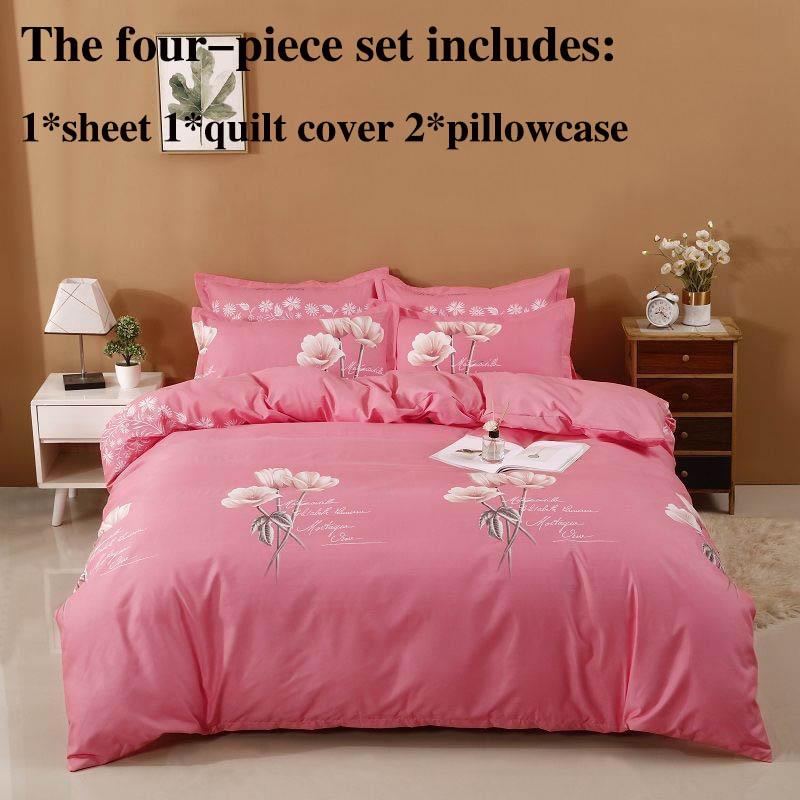 Thickened Pure Brushed Four-piece Bedding Bed Linen Quilt Cover Skin-friendly Simple Quilt Cover Student Dormitory