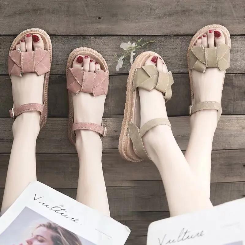 Ladies Sandals Women's Summer Thick-soled Student Fairy Style Collocation Dress Fashion Flat-bottom Trendy Shoes