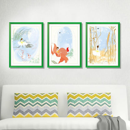 Three-dimensional triptych warm girl wall stickers study dormitory background decoration removable