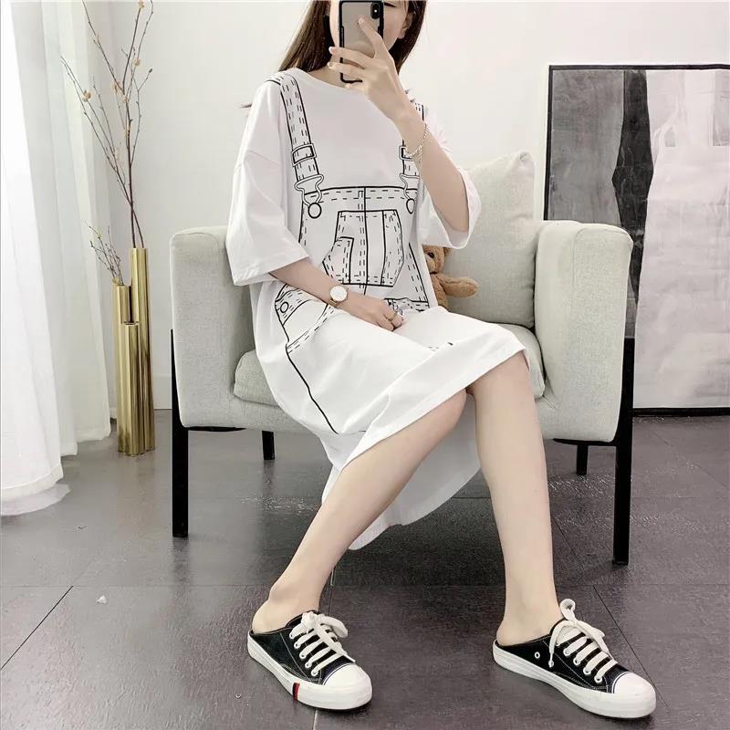 Women  T-shirt Dress Girl Loose O-Neck Casual Long Big Loose Home Comfort Outer Convenient Nightdress pajamas