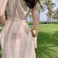 Female Blue Pink Halo Dyed Mesh Elegant Holiday Dress Vintage Slim Super Fairy Bandage Party Dress