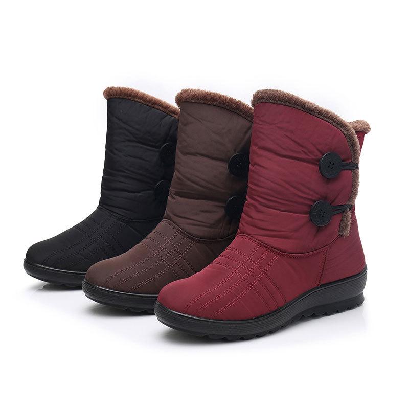 Thick Fur Snow Boots for Women Winter Ankle Boots Warm Waterproof Booties Black Red Casual Shoes Plus Size Outdoor Footwear Non Slip
