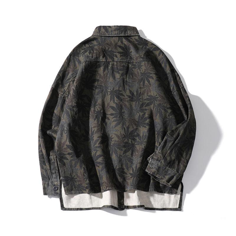 Spring and Autumn Hip-hop Retro Shirt Men's Loose Camouflage Long-sleeved Tooling Jacket Shirt