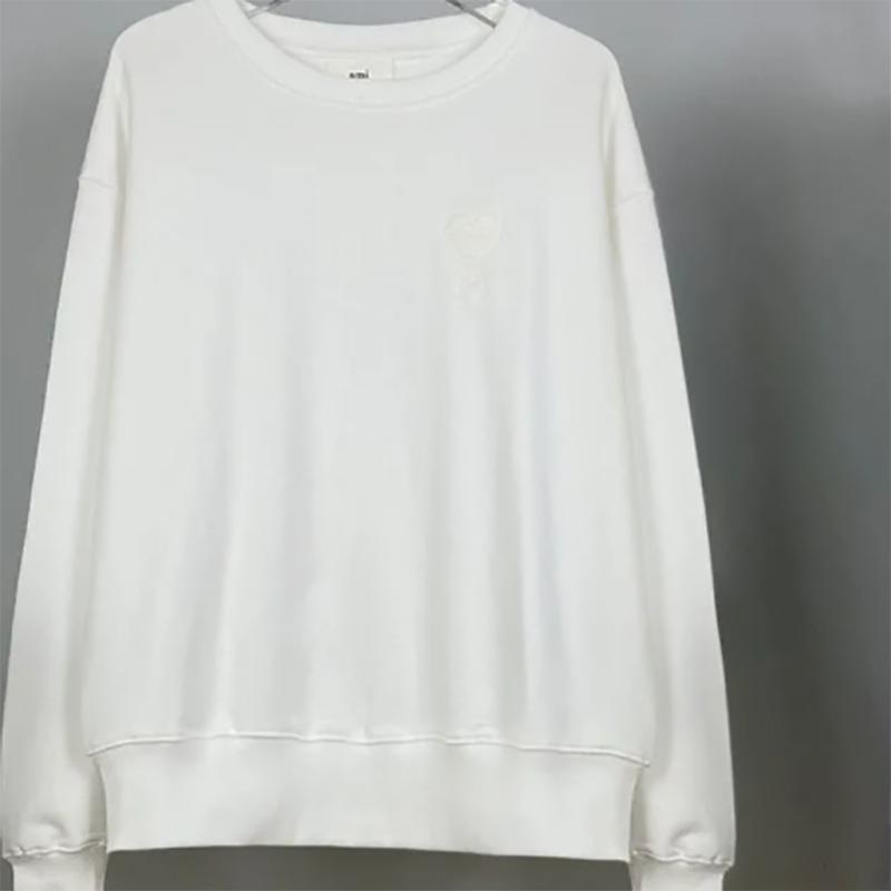 Embroidered Love Solid Color Round Neck Sweater for Men and Women The Same Loose Long-sleeved Pullover Sweatershirts for Lovers