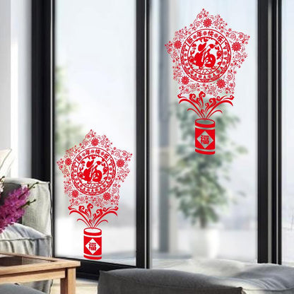Happy New Year Window Background Wall Spring Festival New Year Celebration Sticker