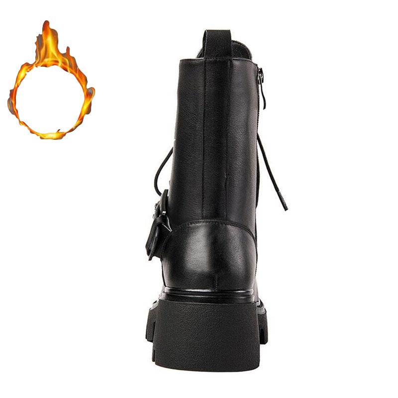Autumn and Winter Martin Boots Belt Buckle Short Boots British Shoes Snow Boots Plus Velvet Warm Cotton Boots Motorcycle Shoes