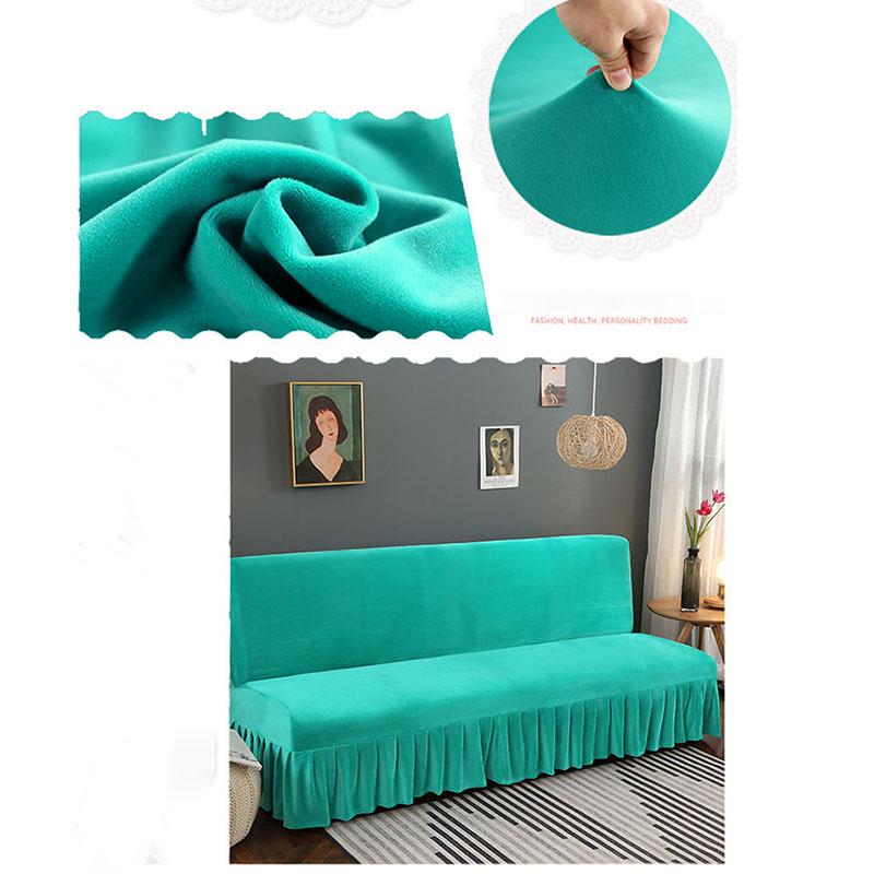 Armless Sofa Cover Inclusive Magic Sofa Cover Solid Color Folding Sofa Bed Cover with Skirt Elastic Furniture Protector Slipcover Couch Cover