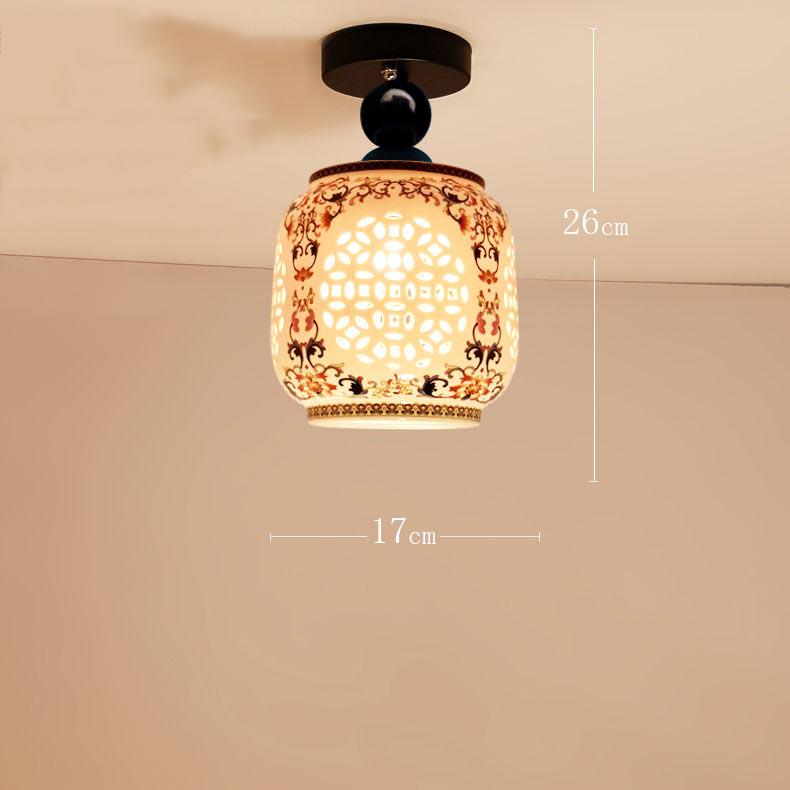 Chinese Chandelier Balcony Lantern Chandelier Creative Restaurant Chafing Dish Shop Ceramic Lamp