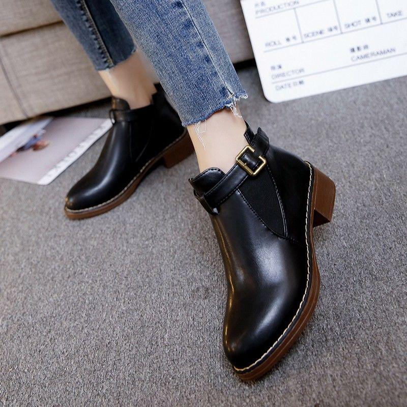 Women Ankle Martin Boots Autumn Female Casual Shoes Woman Flat Fashion Platform Round Toe Buckle