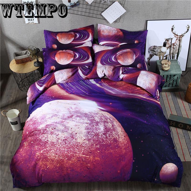 3D Bedding Sets Universe Outer Space Blue Galaxy Quilt Duvet Cover Bed Sheet Sell Pillowcase