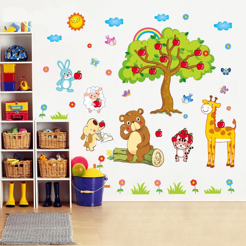 Animal Paradise Wall Stickers Background Decorative Painting Self-adhesive Removable Stickers