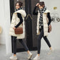 Women's Down Cotton Vest Mid-length Autumn and Winter Loose Vest Sleeveless Plus Size Thick Warm Hooded Jacket Straight Cotton Jacket Mid-length