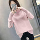 Pofulove Turtleneck Sweater Women's Pullover Loose Short Solid Color Knitted Bottoming Shirt Student