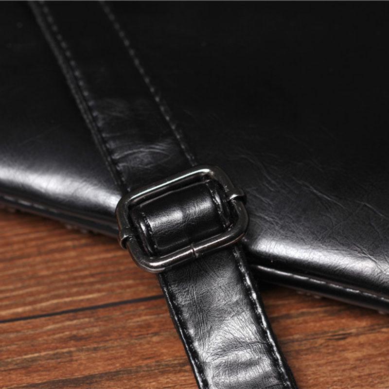 Fashion Business Briefcase Men Leather Black Rivet Zipper Stereotypes Handbag Computer Bag