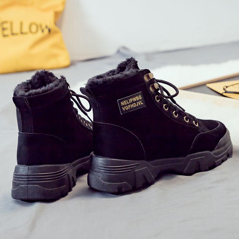 Winter Shoes Female Martin Boots Female British Style High-top All-match Cotton Shoes Plus Velvet Thick Bottom Increase