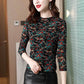 Women's Spring and Autumn Bottoming Shirt  Thin Print Slim Half Turtleneck Letter Top T-shirt