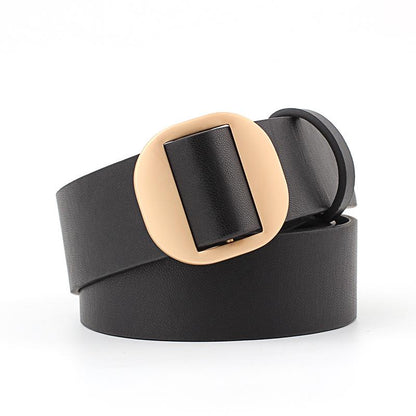 Ladies Belt Pu Leather Wide Belt Nonporous Solid Color Bright Colors