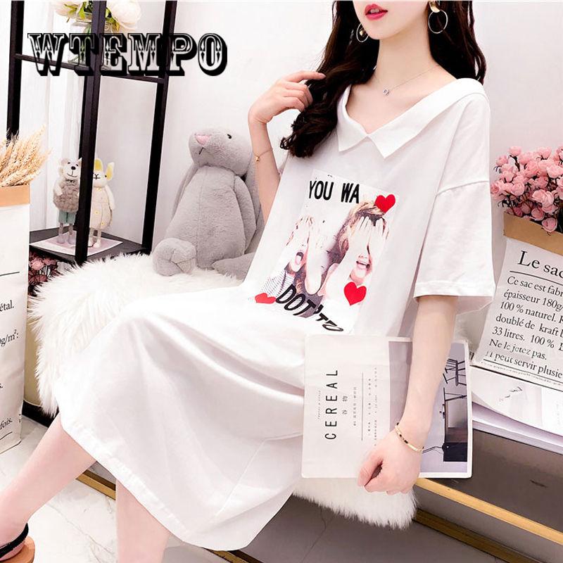 Women Casual Dresses 2019 Beading Cotton Long Shirt Dress Women White Loose Dress Summer Vestido