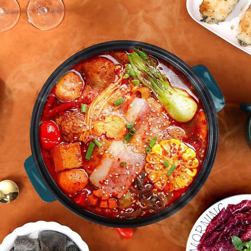 400W/800W Dual-levels Electric Heat Pot 20cm Mini Non-stick Cookware Boiling Soup Pot for One Person